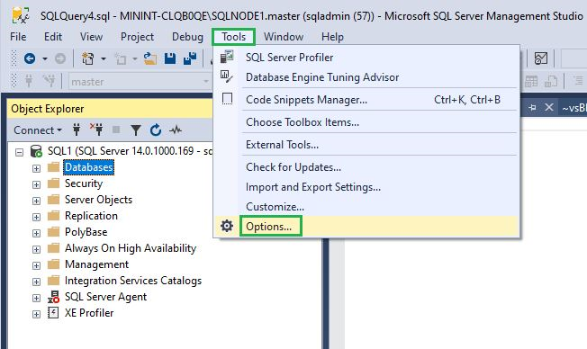 Add line number in SQL Server management studio