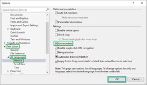 How to add line numbers in SQL Server Management Studio