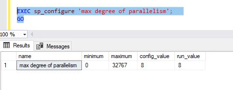 configure max degree of parallelism