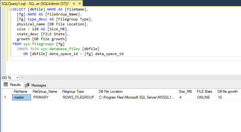 What is filegroup in SQL Server - DBSection.com